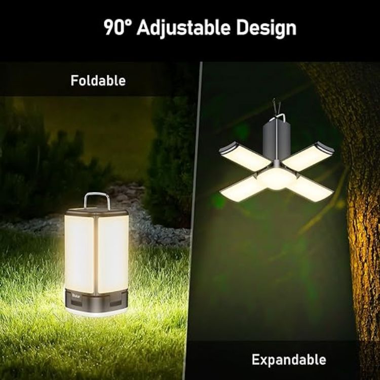Picture of  Camping Lantern Rechargeable,2000 Lumen Camping Lights Lamp for Tent,Super Bright 116 LEDs-7 Light Modes,4800mAh Long Battery Life,90°Adjustable,Outdoor Tent Lamp Accessories-Black [Energy Class A+++]