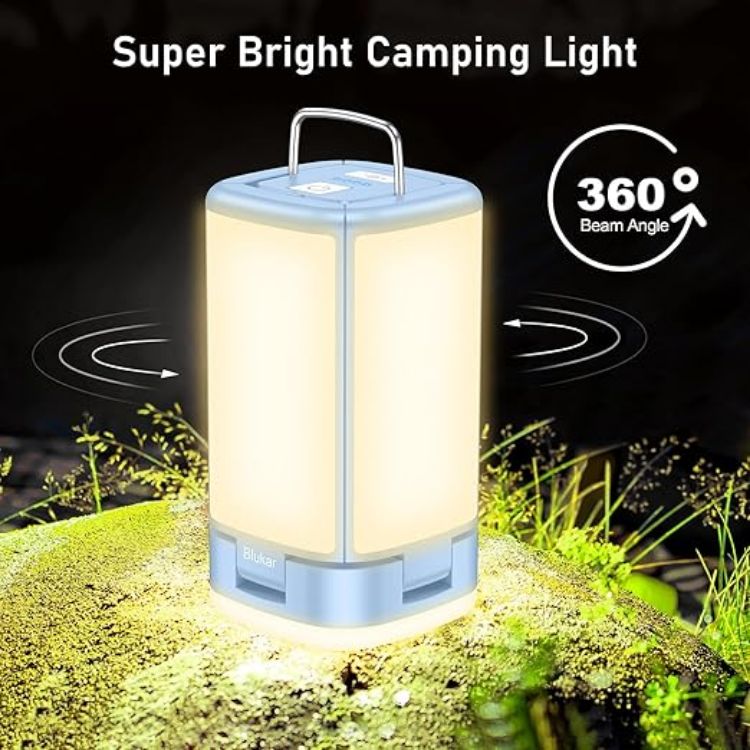 Picture of Camping Lantern Rechargeable 2000 Lumen Camping Lights Lamp for Tent,Super Bright 116 LEDs-7 Light Modes 4800mAh Long Battery Life 90°Adjustable Outdoor Tent Lamp Accessories-Sierra Blue [Energy Class A+++]
