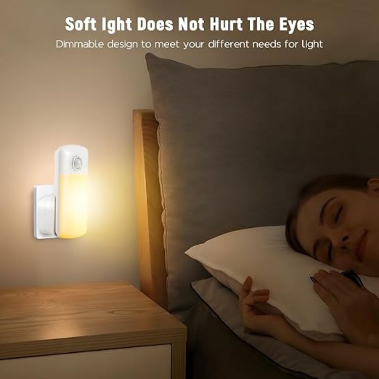 Picture of 2 Pack LED Motion Sensor Night Light 4 in 1 LED Power Failure Light  Rechargeable Plug in Emergency Flashlight  Portable Dimmable Nightlights  for Kids Adults Home Power Failure [Energy Class A]