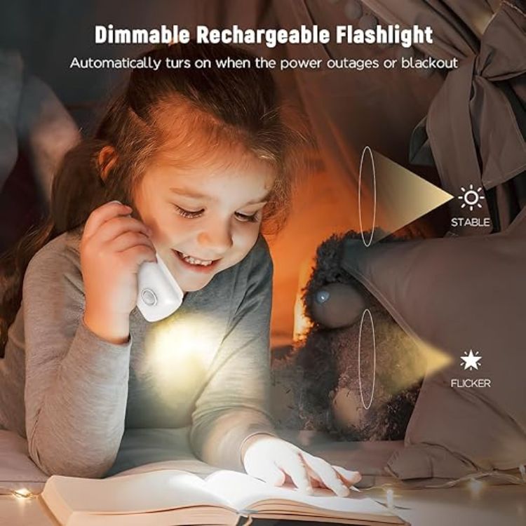 Picture of 2 Pack LED Motion Sensor Night Light 4 in 1 LED Power Failure Light  Rechargeable Plug in Emergency Flashlight  Portable Dimmable Nightlights  for Kids Adults Home Power Failure [Energy Class A]