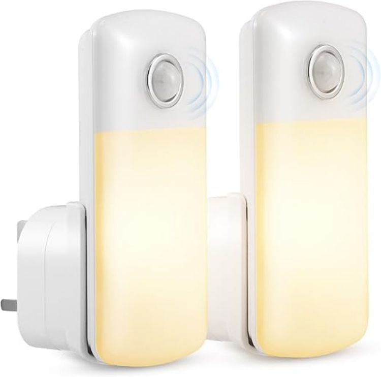 Picture of 2 Pack LED Motion Sensor Night Light 4 in 1 LED Power Failure Light  Rechargeable Plug in Emergency Flashlight  Portable Dimmable Nightlights  for Kids Adults Home Power Failure [Energy Class A]