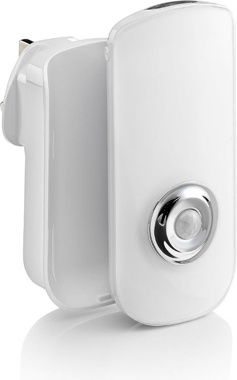 Picture of Plug in PIR Motion Sensor LED Night Light Hallway Safety Living Aid & Rechargeable Battery Powered Emergency Torch - Warm White