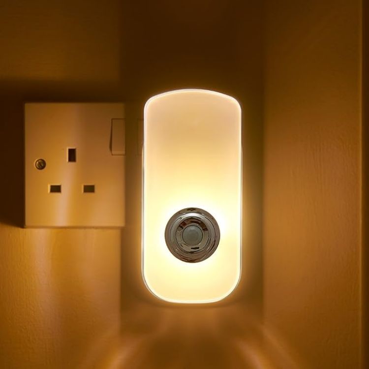 Picture of Plug in PIR Motion Sensor LED Night Light Hallway Safety Living Aid & Rechargeable Battery Powered Emergency Torch - Warm White