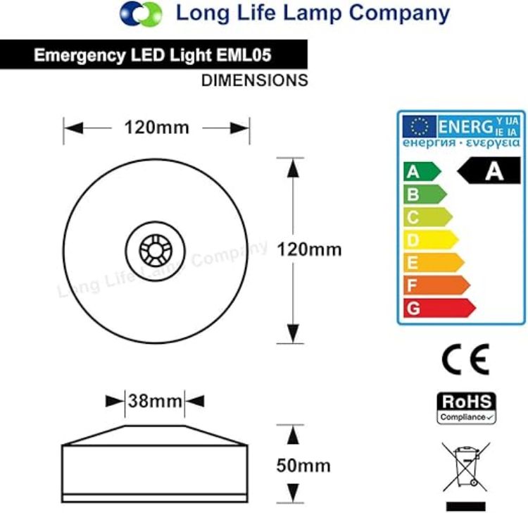 Picture of LED Round Emergency Light Ceiling Flush Mounted Maintained/Non Maintained EML05D [Energy Class A]