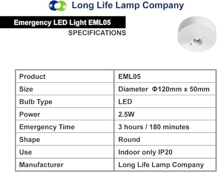 Picture of LED Round Emergency Light Ceiling Flush Mounted Maintained/Non Maintained EML05D [Energy Class A]