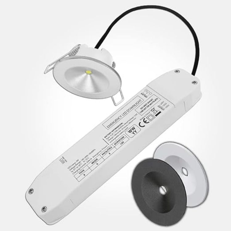 Picture of  LED Emergency Downlight Recessed Ceiling Light 2W Non Maintained LiFePO4 3 Hour Battery Pack with 3 X Bezels Included [Energy Class A+++]