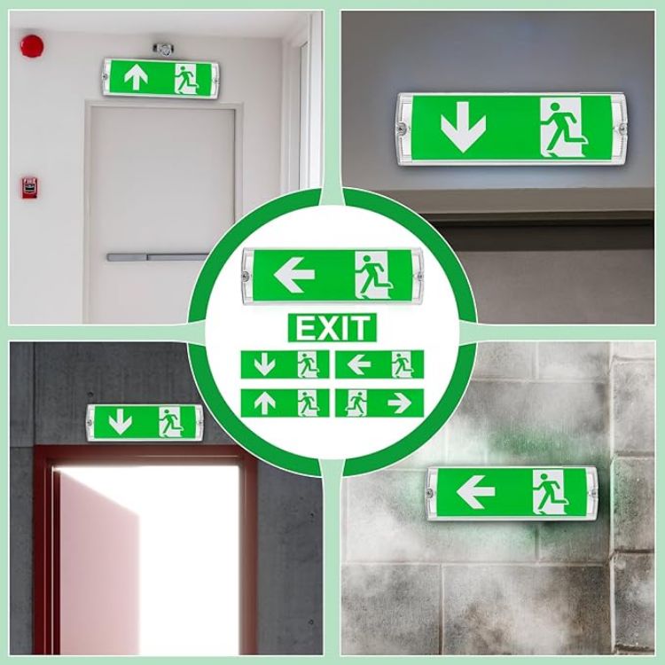 Picture of Emergency LED Exit Sign Bulkhead: Emergency LED Fire Exit Light IP65 5W Emerge Bulkhead Light with Legends  Outdoor Maintained & Non-Maintained