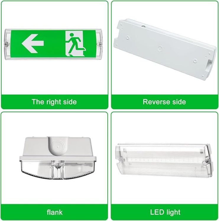 Picture of Emergency LED Exit Sign Bulkhead: Emergency LED Fire Exit Light IP65 5W Emerge Bulkhead Light with Legends  Outdoor Maintained & Non-Maintained
