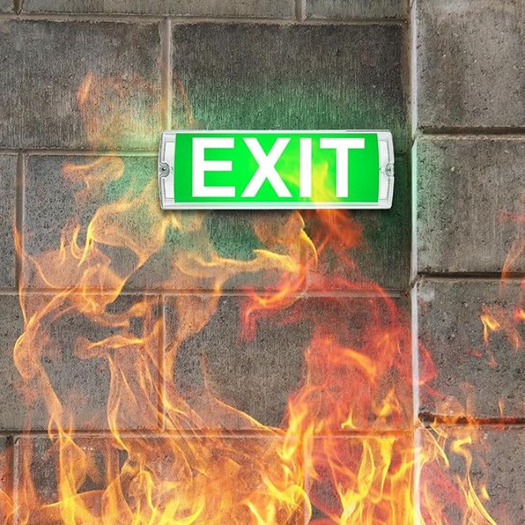 Picture of Emergency LED Exit Sign Bulkhead: Emergency LED Fire Exit Light IP65 5W Emerge Bulkhead Light with Legends  Outdoor Maintained & Non-Maintained