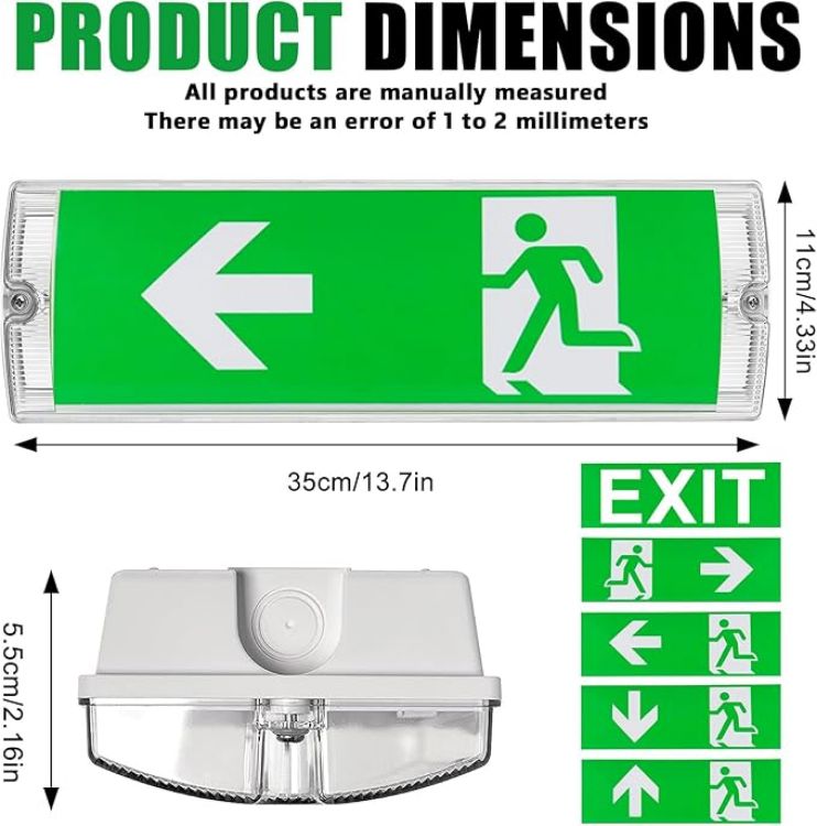Picture of Emergency LED Exit Sign Bulkhead: Emergency LED Fire Exit Light IP65 5W Emerge Bulkhead Light with Legends  Outdoor Maintained & Non-Maintained