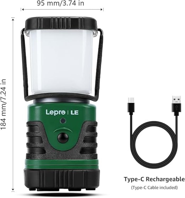 Picture of LE Camping Light Rechargeable 1000 Lumen Camping Lantern Dimmable 4 Modes Camping Tent Lights with 4400mAh Power Bank Camping Accessories  Rechargeable Lantern for Outdoors Power Cuts and More [Energy Class A+]