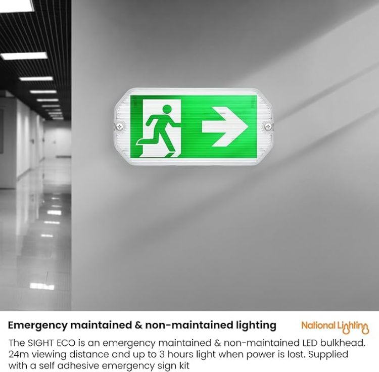 Picture of Sight ECO Outdoor Lights - Outdoor Emergency Maintained & Emergency Non-Maintained Bulkhead - LED Bulkhead with Emergency Exit Sign - IP65 Weatherproof Bulkhead Lights