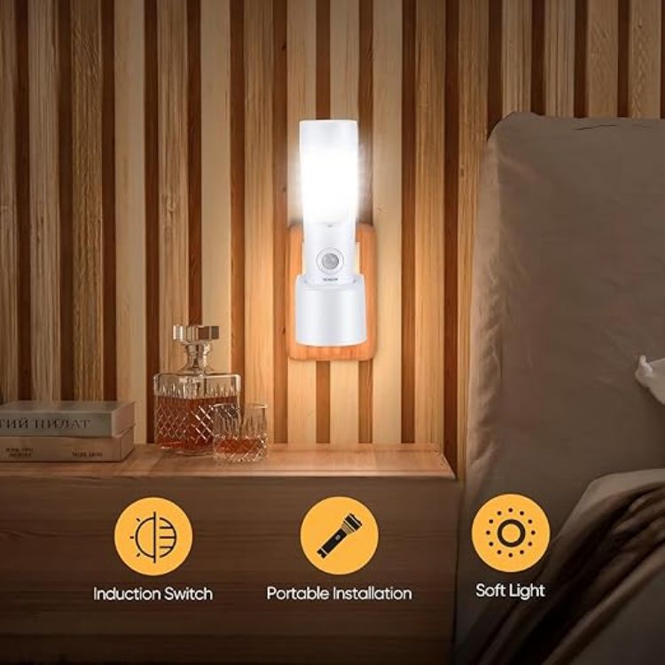 Picture of 4-Pack Plug in Motion Sensor Night Light, 4 in 1 Emergency Light with Rechargeable Base  Bright Power Failure Light Portable Emergency Torch  Plug in Night Light for Hallway Stairs Nursery Bedroom [Energy Class A]