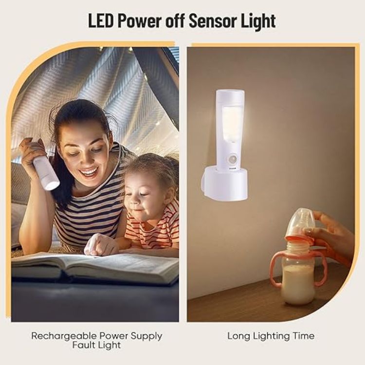 Picture of 4-Pack Plug in Motion Sensor Night Light, 4 in 1 Emergency Light with Rechargeable Base  Bright Power Failure Light Portable Emergency Torch  Plug in Night Light for Hallway Stairs Nursery Bedroom [Energy Class A]