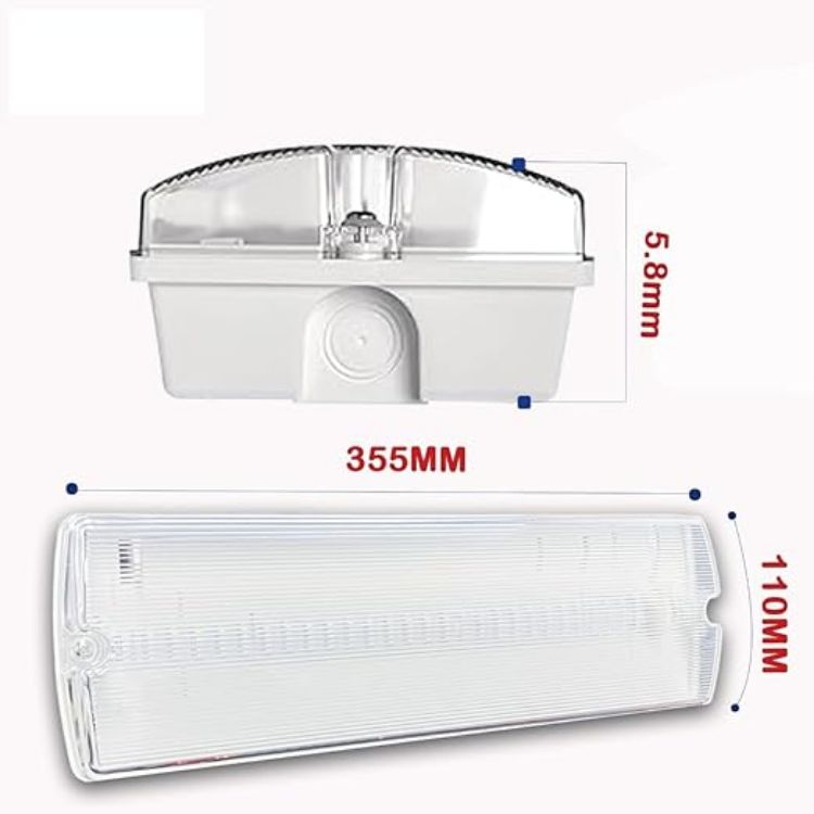 Picture of  Pack of 2 LED Emergency Exit Light Bulkhead IP65 Waterproof 5W with Battery Backup – Maintained or Non-Maintained Fire Exit Sign for Wall & Ceiling – UK Compliant [Energy Class A]