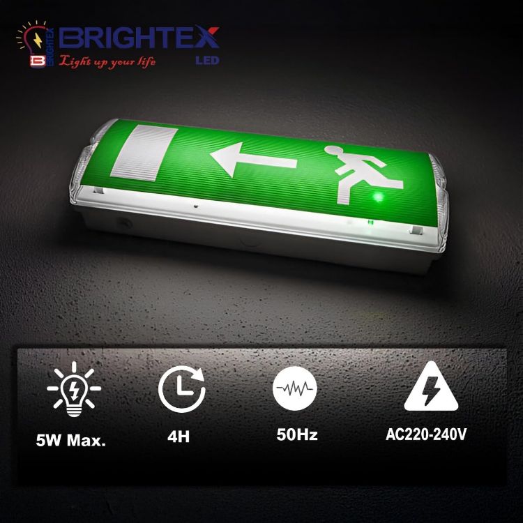Picture of Pack of 5 IP65 LED Emergency Exit Light Bulkhead 5W Brightex