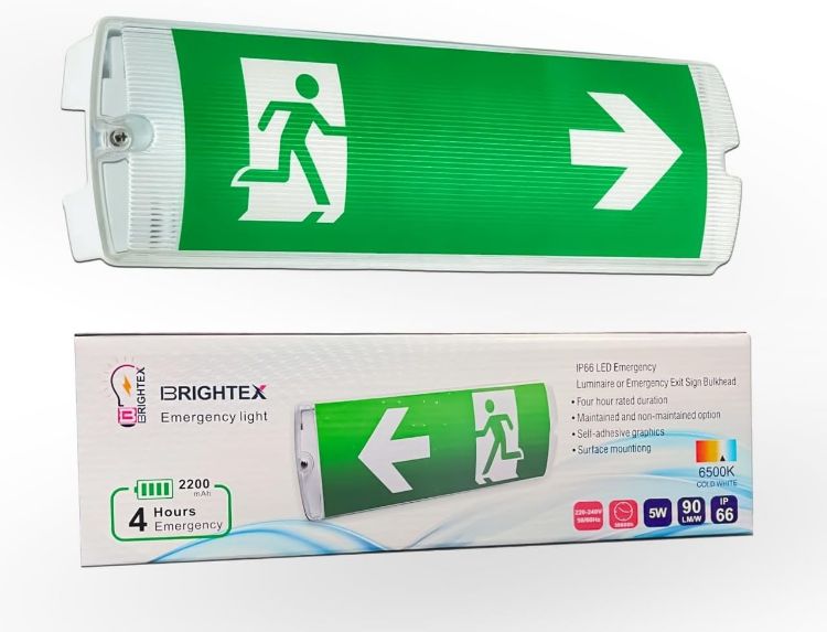 Picture of Pack of 5 IP65 LED Emergency Exit Light Bulkhead 5W Brightex