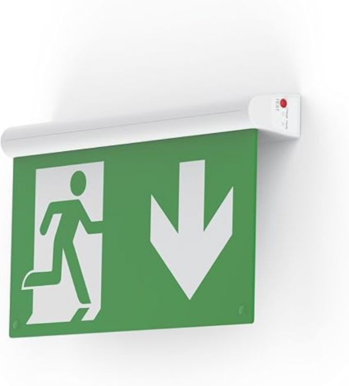 Picture of LED Self-Test 3 Hour Emergency Exit Sign Light with Self Test Function and Remote  4-in-1 Mounting (Ceiling, Wall, End, Suspension)  IP42 Maintained and Non Maintained Operation
