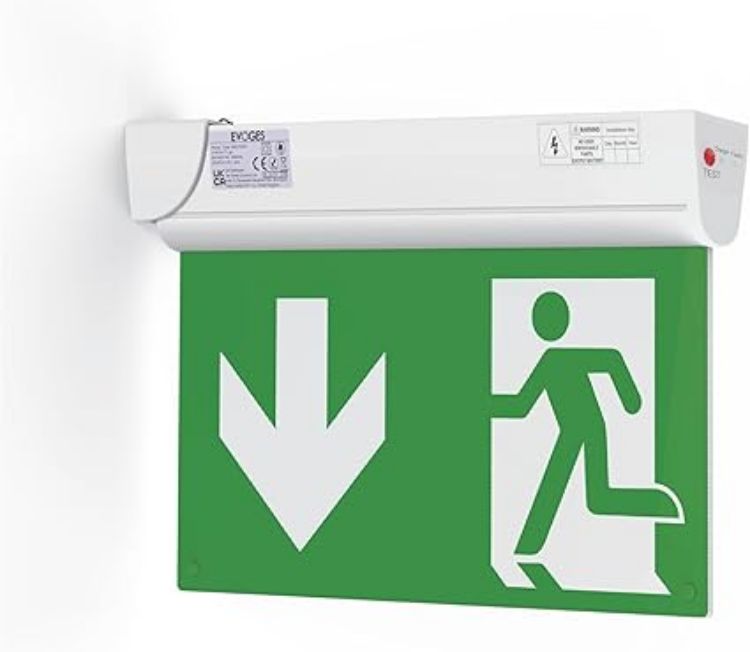 Picture of LED Self-Test 3 Hour Emergency Exit Sign Light with Self Test Function and Remote  4-in-1 Mounting (Ceiling, Wall, End, Suspension)  IP42 Maintained and Non Maintained Operation
