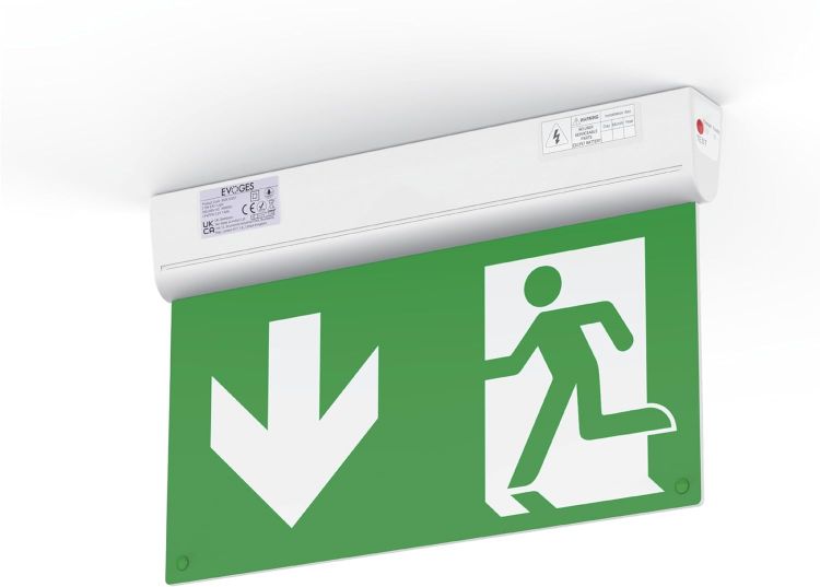 Picture of LED Self-Test 3 Hour Emergency Exit Sign Light with Self Test Function and Remote  4-in-1 Mounting (Ceiling, Wall, End, Suspension)  IP42 Maintained and Non Maintained Operation