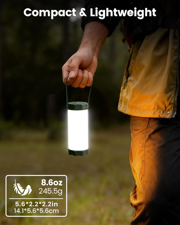 Picture of 106 LED Camping Lights Up to 80 Hours  5000 mAh Camping Lantern  Rechargeable with 5 Brightness 3 Modes and SOS  IP68 Waterproof, Max 1200 Lm  Lanterns for Power Outage Hiking [Energy Class A]