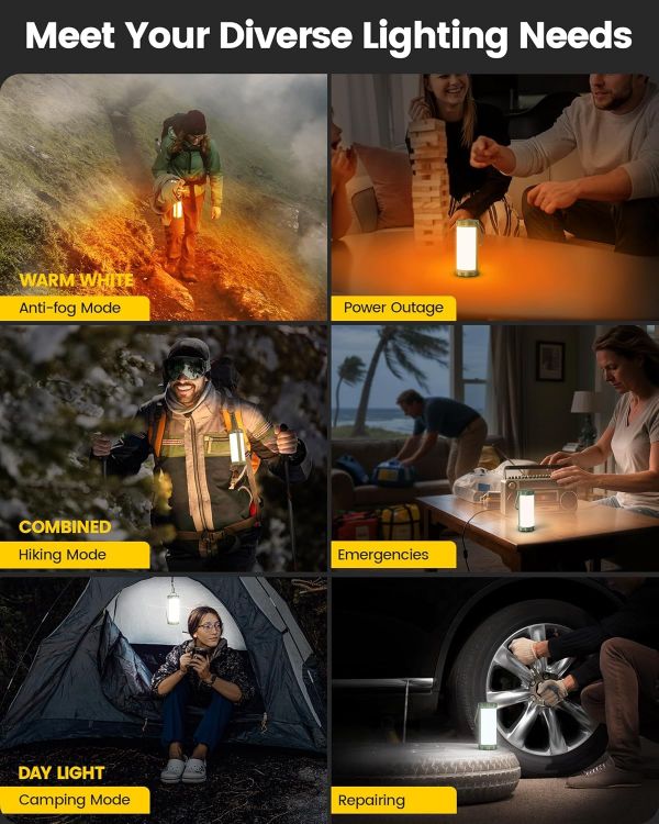 Picture of 106 LED Camping Lights Up to 80 Hours  5000 mAh Camping Lantern  Rechargeable with 5 Brightness 3 Modes and SOS  IP68 Waterproof, Max 1200 Lm  Lanterns for Power Outage Hiking [Energy Class A]