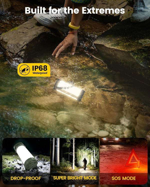 Picture of 106 LED Camping Lights Up to 80 Hours  5000 mAh Camping Lantern  Rechargeable with 5 Brightness 3 Modes and SOS  IP68 Waterproof, Max 1200 Lm  Lanterns for Power Outage Hiking [Energy Class A]