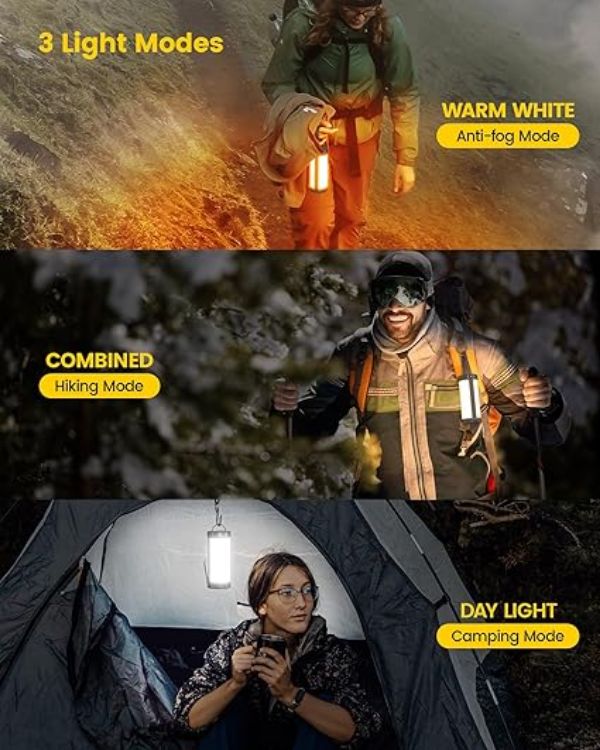 Picture of  Survival Camping Light, 1200LM Brightness Camping Lantern  80Hrs Runtime & Rechargeable IP68 Waterproof  5 Levels & SOS Compact Camping Lights for Tents  Hiking  Blackout Hurricane [Energy Class A]