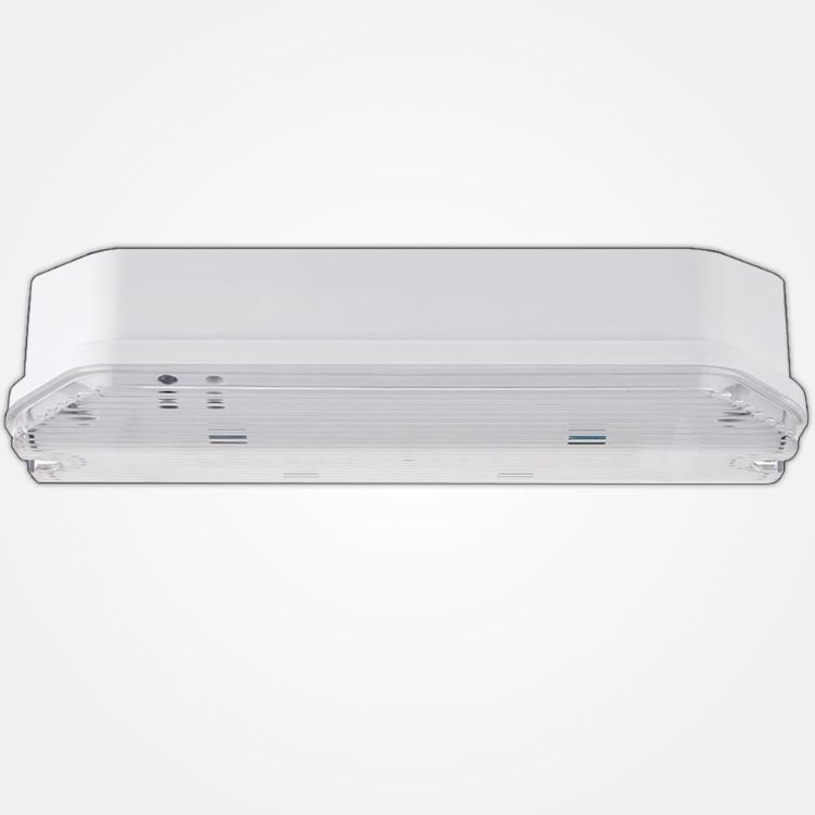 Picture of Emergency Wall Light 3W Maintained & Non-Maintained Compact Weather Resistent Emergency Bulkhead IP65 Rated Fire Safety Light Fitting Exit Legend Included [Energy Class A]