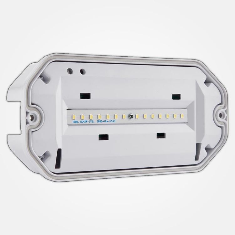 Picture of Emergency Wall Light 3W Maintained & Non-Maintained Compact Weather Resistent Emergency Bulkhead IP65 Rated Fire Safety Light Fitting Exit Legend Included [Energy Class A]