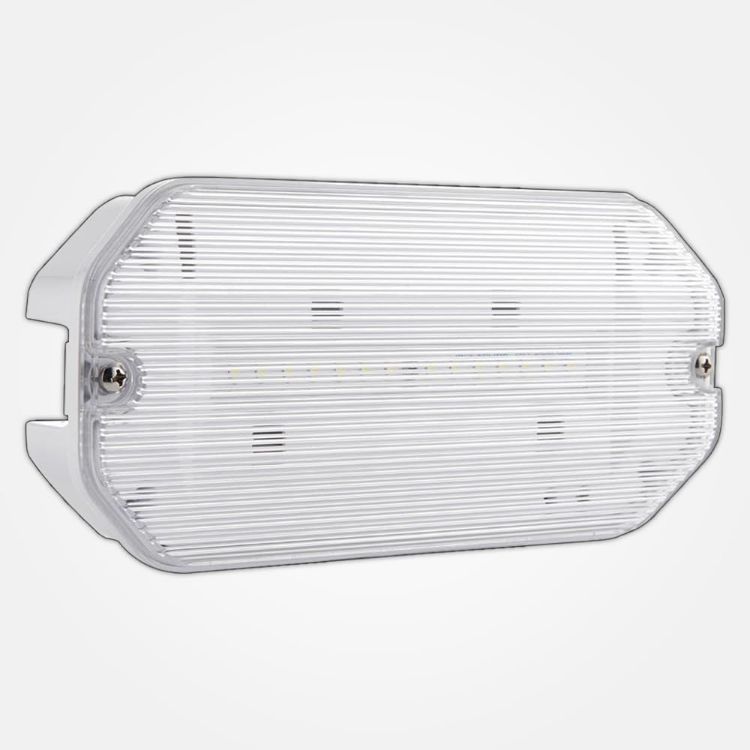 Picture of Emergency Wall Light 3W Maintained & Non-Maintained Compact Weather Resistent Emergency Bulkhead IP65 Rated Fire Safety Light Fitting Exit Legend Included [Energy Class A]