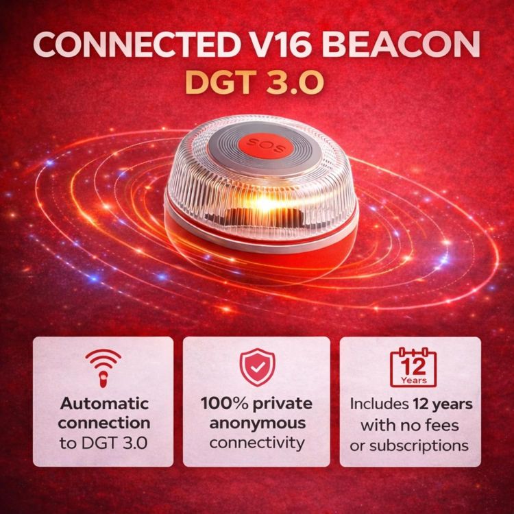 Picture of V16 Emergency Light Spain DGT 3.0 Approved with Geolocation Emergency Beacon for Spain  Car Emergency Light V16 Beacon DGT Approved
