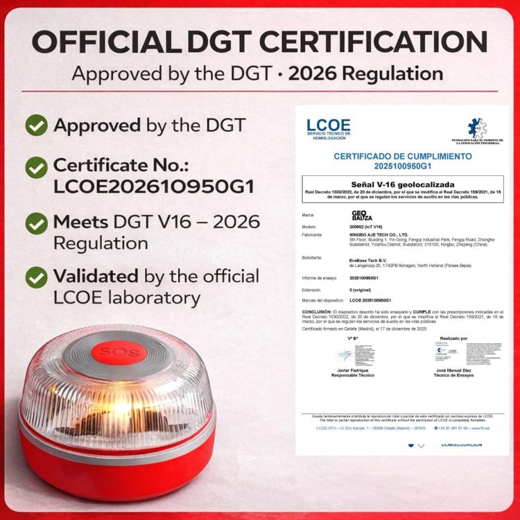 Picture of V16 Emergency Light Spain DGT 3.0 Approved with Geolocation Emergency Beacon for Spain  Car Emergency Light V16 Beacon DGT Approved