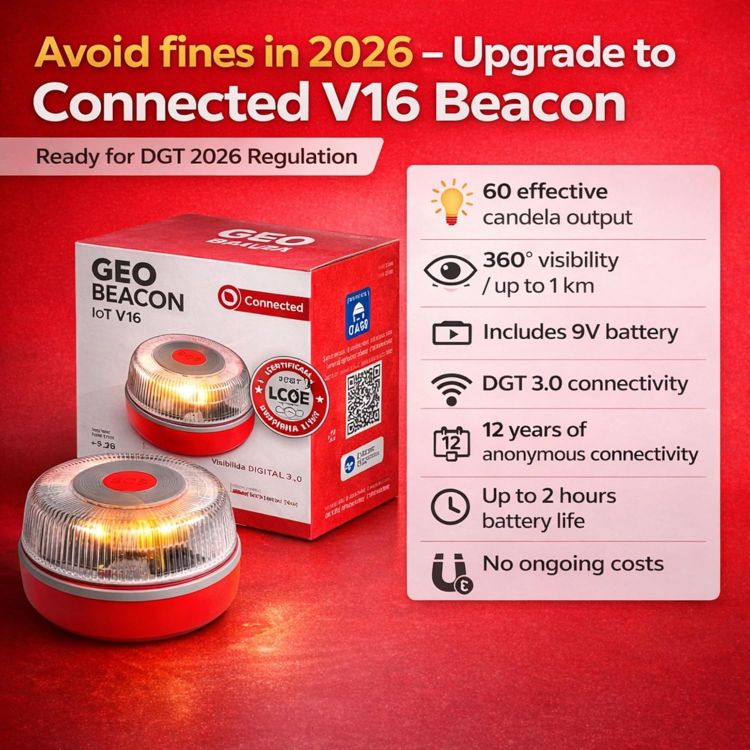 Picture of V16 Emergency Light Spain DGT 3.0 Approved with Geolocation Emergency Beacon for Spain  Car Emergency Light V16 Beacon DGT Approved