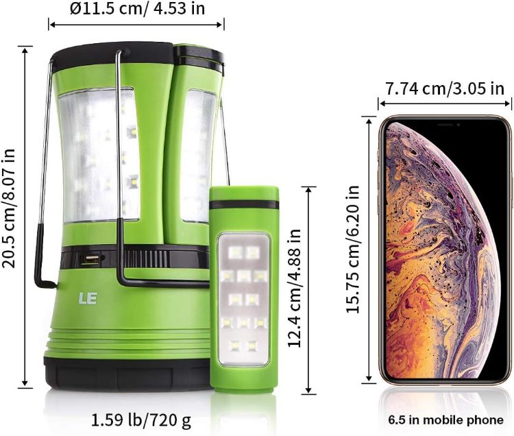 Picture of 3 in 1 Camping Lantern with 2 Detachable Torches  600 Lumen  Camping Light Rechargeable or Battery Powere  Outdoor Camping Accessories for Tent  Caravan  Emergency Fishing, Power Cuts and More