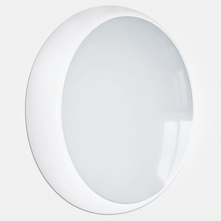 Picture of LED 2D White Bulkhead 18W Round IP65 CCT Selectable Tri Colour Ceiling & Wall Light in White [Energy Class A]