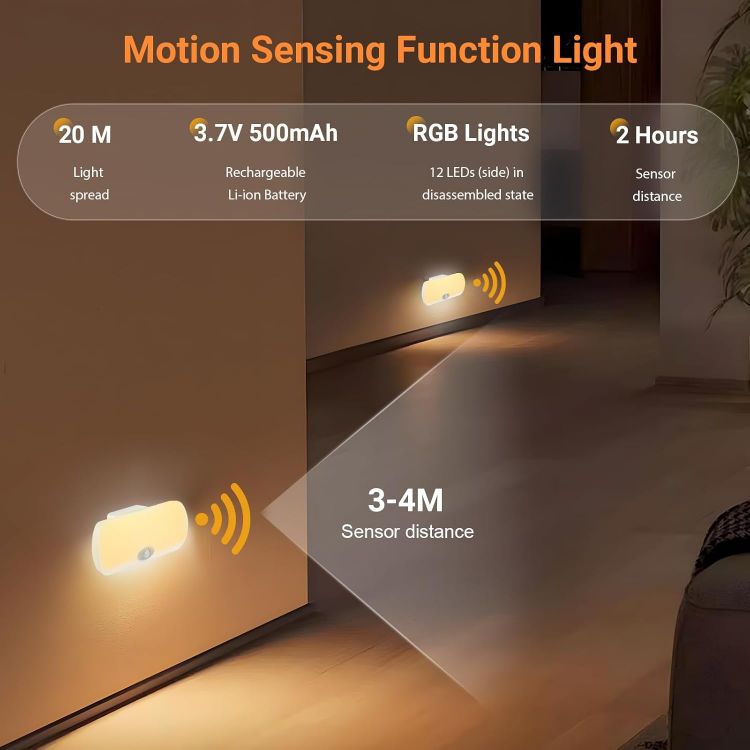 Picture of 2 Pack Plug in Motion Sensor Night Light LED Emergency Light with Rechargeable Base Portable Dimmable Power Failure Light Dual Modes Plug in Light for Kids Adults Home Power Failure [Energy Class A++]