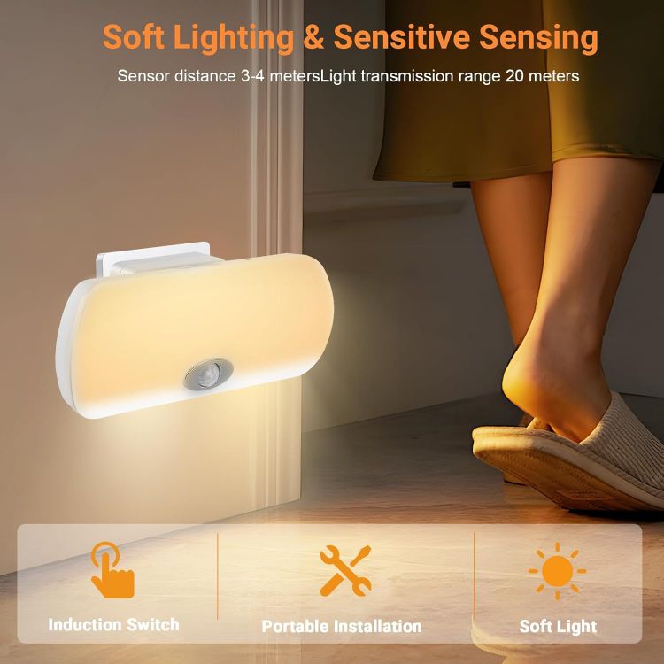 Picture of 2 Pack Plug in Motion Sensor Night Light LED Emergency Light with Rechargeable Base Portable Dimmable Power Failure Light Dual Modes Plug in Light for Kids Adults Home Power Failure [Energy Class A++]