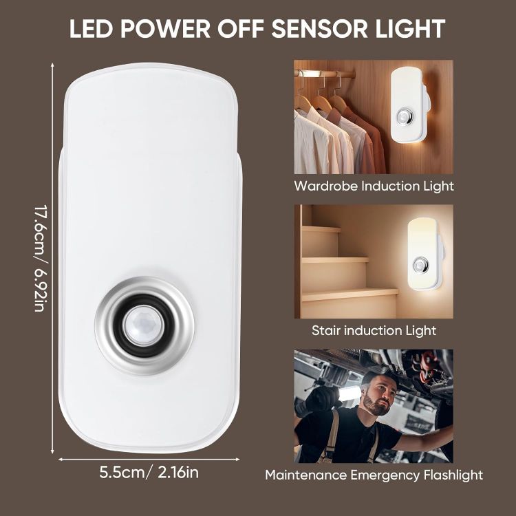 Picture of 2 Pack Night Light Plug in Wall,Motion Sensor Night Light with Warm & White Lgiht,2 in 1 Rechargeable Emergency Light for Hallway Side & Emergency Torch,4m Sensor Distance,20m Light Spread [Energy Class A]