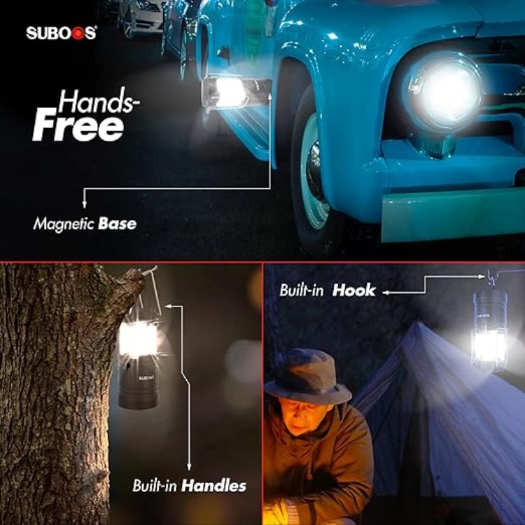 Picture of Camping Lanterns Battery Operated [2 Pack] - 2X Brighter LED Camping Light Lamp with Magnetic Base and Foldable Hook for Hanging Portable for Hurricane Emergency  Home Shed and More [Energy Class A+++]