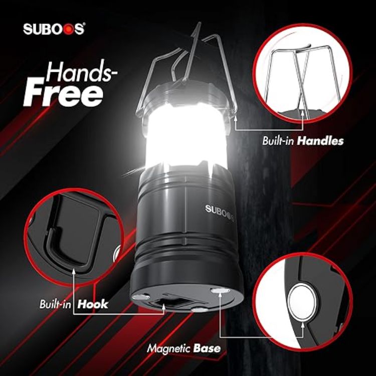 Picture of Camping Lanterns Battery Operated [2 Pack] - 2X Brighter LED Camping Light Lamp with Magnetic Base and Foldable Hook for Hanging Portable for Hurricane Emergency  Home Shed and More [Energy Class A+++]