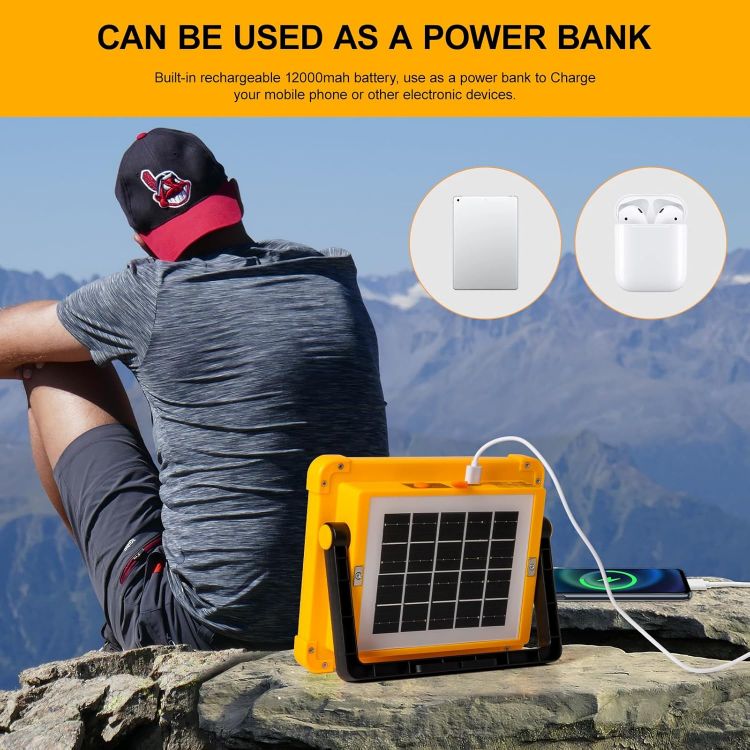 Picture of 100W Rechargeable LED Spotlight with Solar Panel 12000mAh