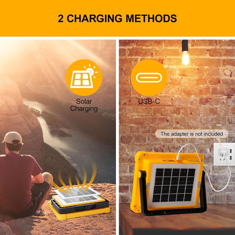 Picture of 100W Rechargeable LED Spotlight with Solar Panel 12000mAh