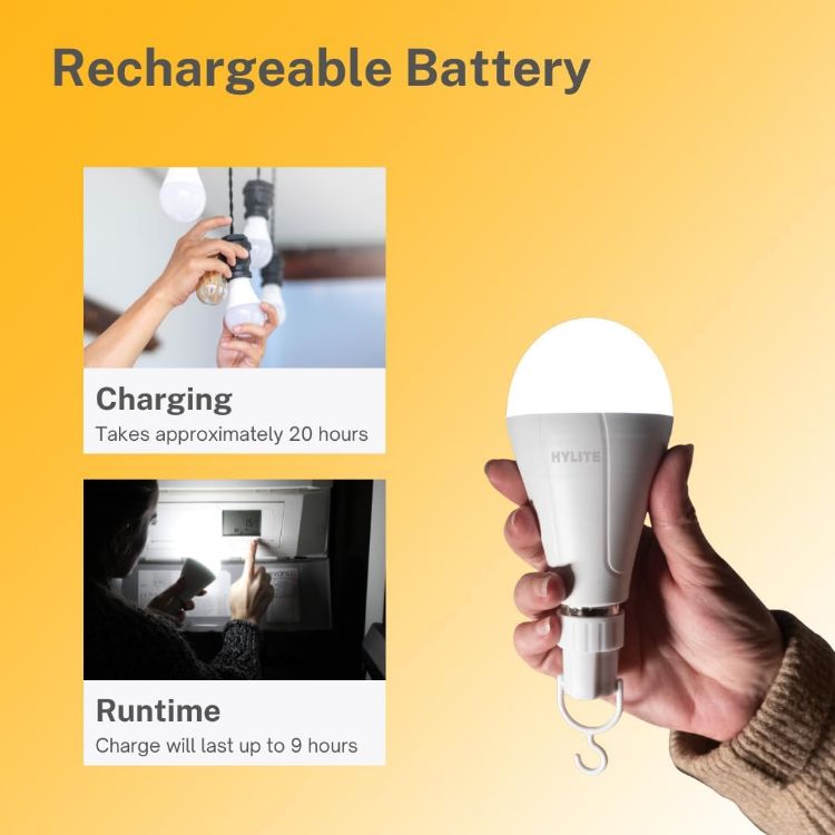Picture of Rechargeable Emergency LED Bulb B22 9W Backup Light 2 Pack 880LM