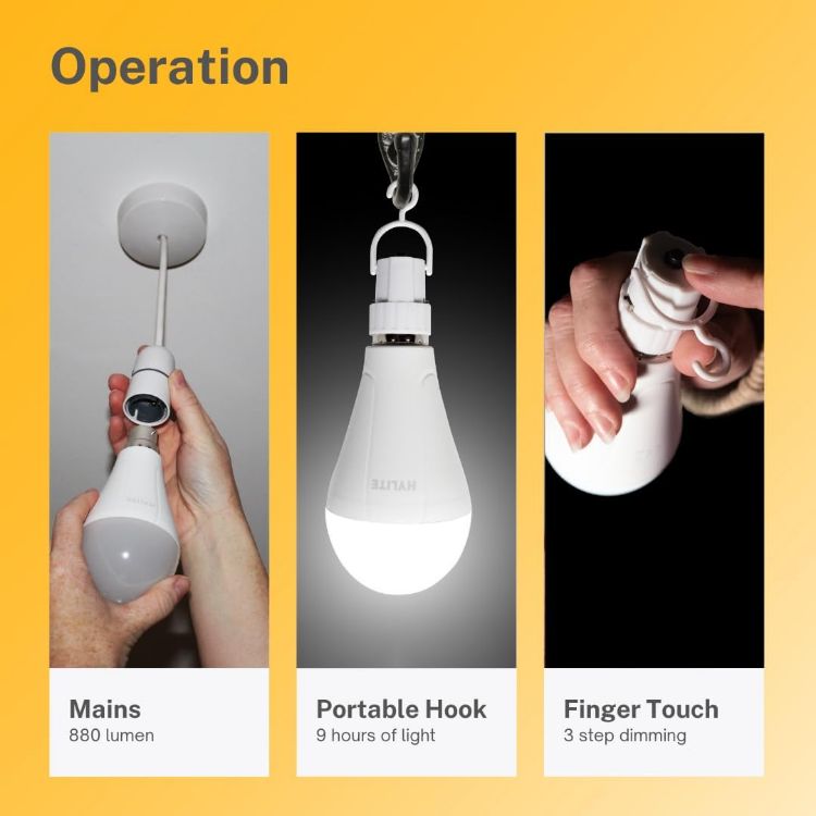 Picture of Rechargeable Emergency LED Bulb B22 9W Backup Light 2 Pack 880LM