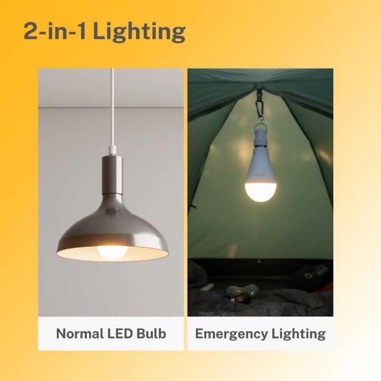 Picture of Rechargeable Emergency LED Bulb B22 9W Backup Light 2 Pack 880LM