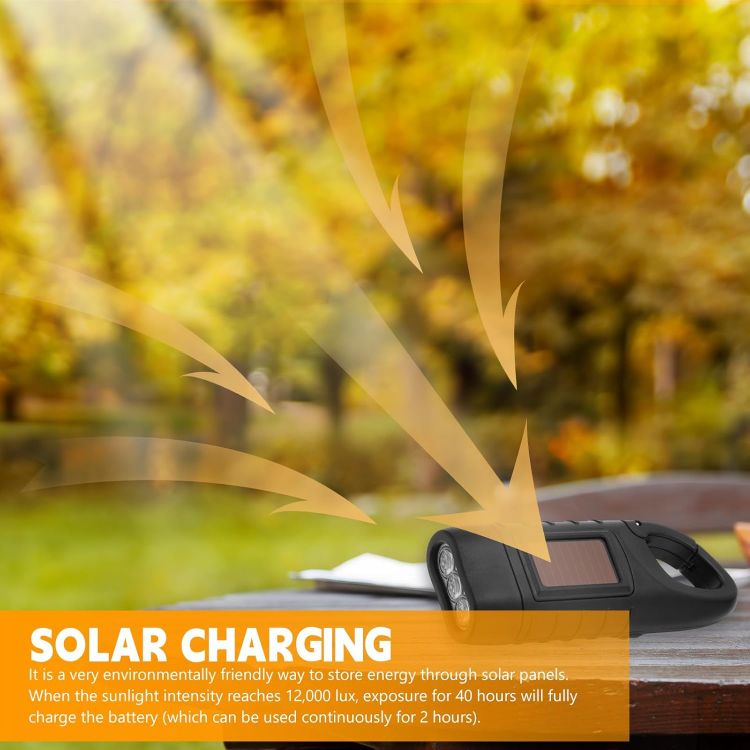 Picture of 2 Pack Wind Up LED Torch Solar & Hand Crank Emergency Light for Camping
