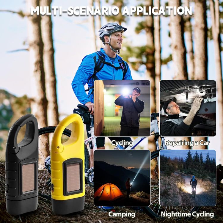 Picture of 2 Pack Wind Up LED Torch Solar & Hand Crank Emergency Light for Camping