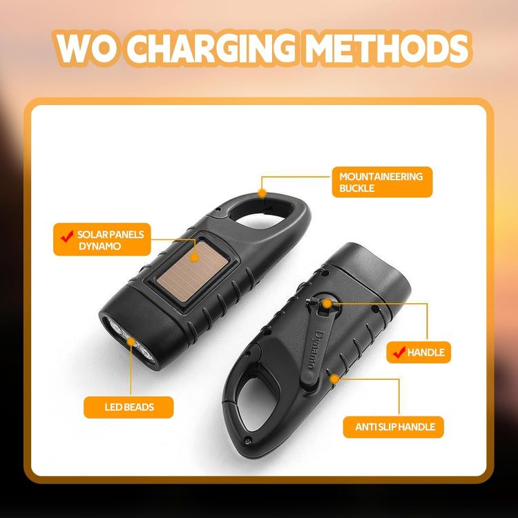 Picture of 2 Pack Wind Up LED Torch Solar & Hand Crank Emergency Light for Camping