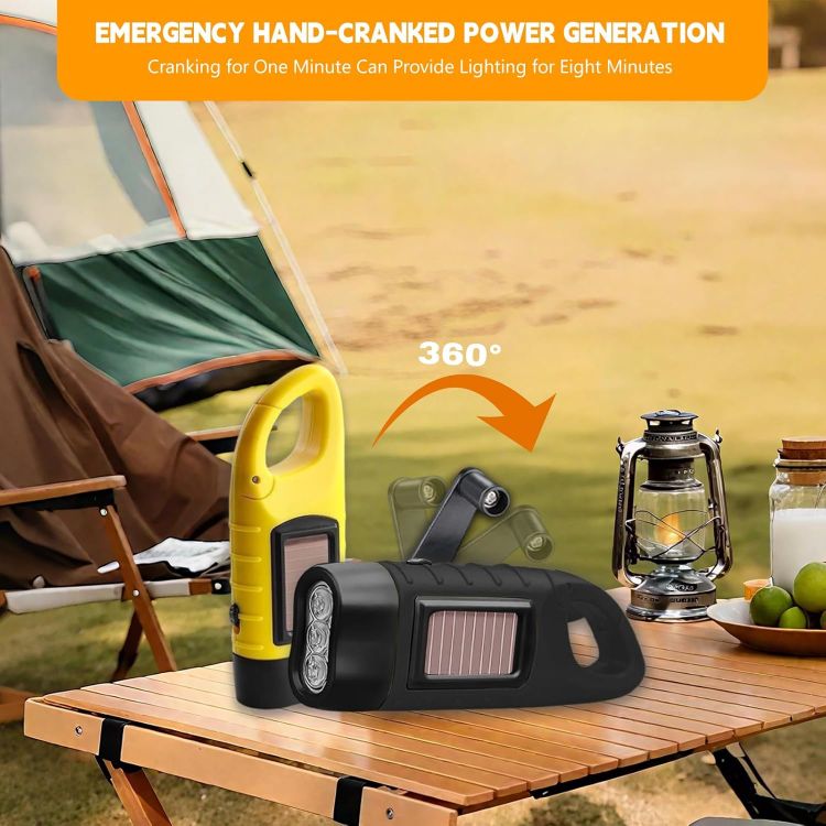 Picture of 2 Pack Wind Up LED Torch Solar & Hand Crank Emergency Light for Camping